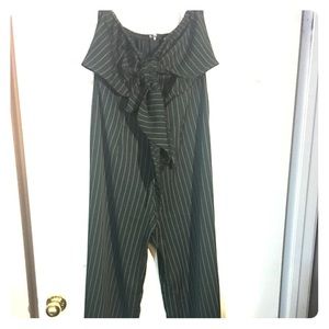 🔥SALE🔥 Jumpsuit Strapless Forest green pinstripe